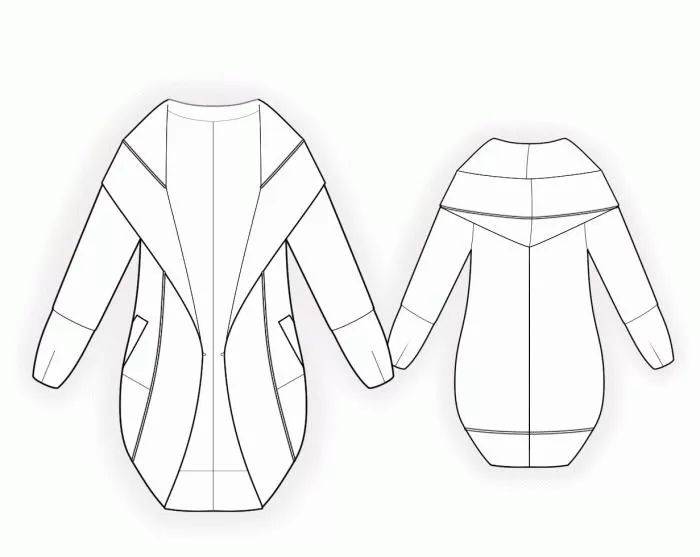 图集11款秋冬大衣的效果图款式图制版图