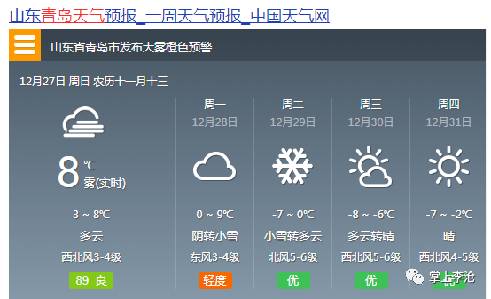 今冬最强寒潮来袭青岛大风下雪零下7
