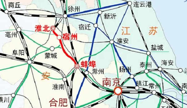 经宿州,双堆集,固镇,引入京沪高铁蚌埠南站,全长162公里,新设淮北西