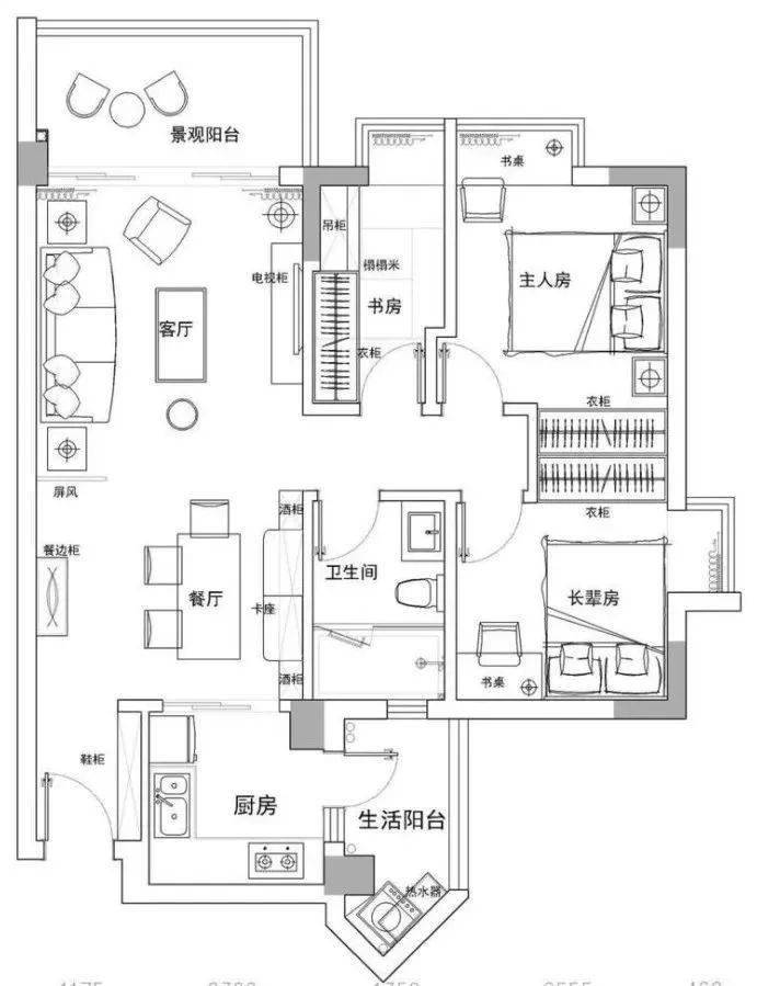 设计师为了满足屋主的使用需求,挤出了一个迷你的书房储物间来,整个