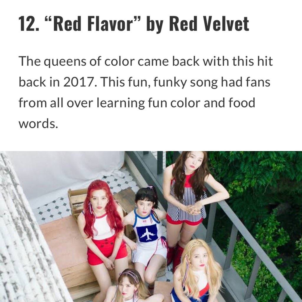 《red flavor》入选kissasian"让韩语流行起来的20首kpop歌曲"