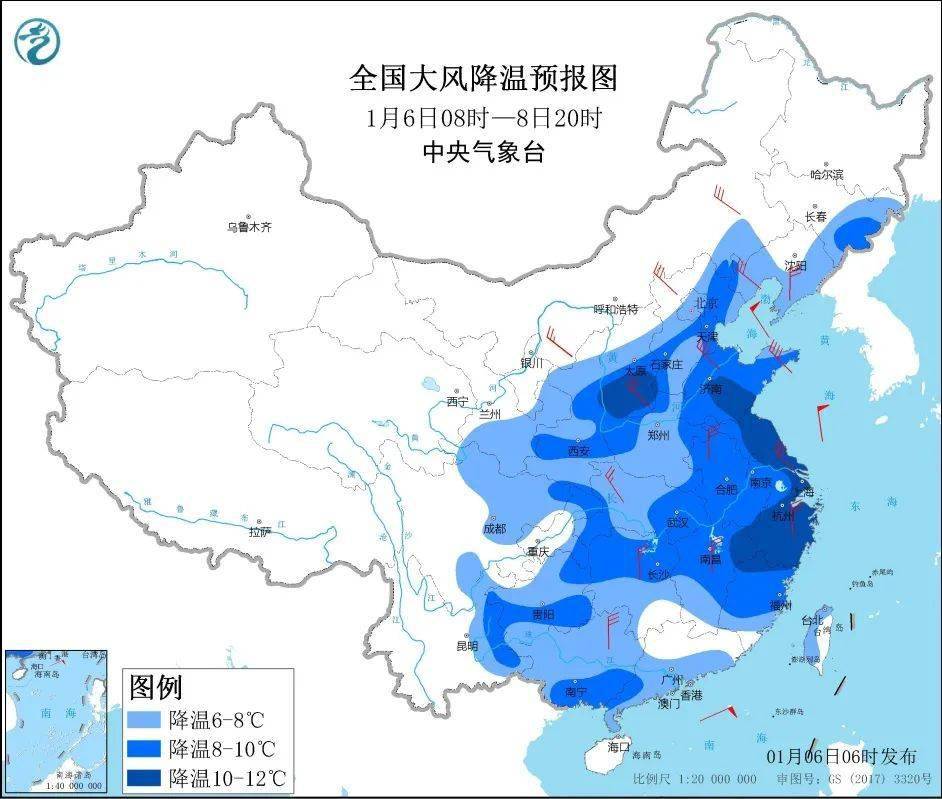 01月06日:未来三天全国天气预报