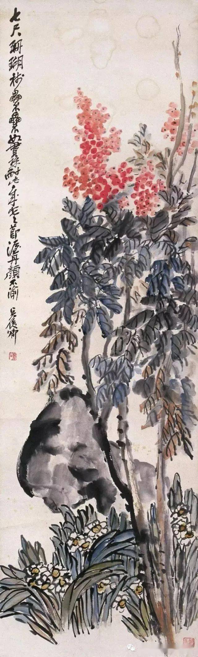 国画大师吴昌硕画水仙,清香淡雅!