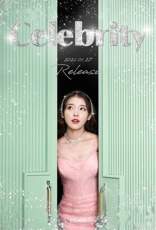 韩国女歌手iu公布新专辑收录曲目《celebrity》宣传海报