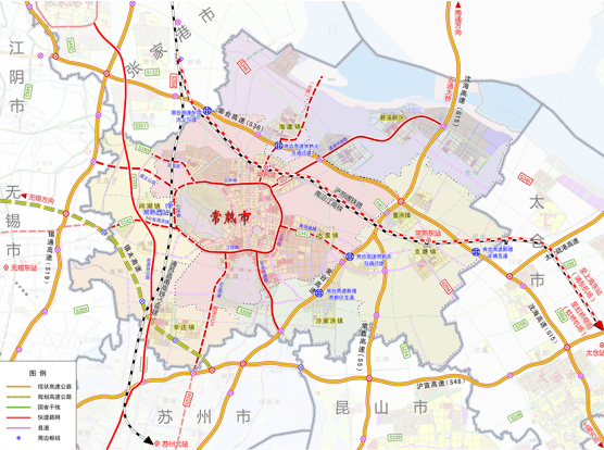 公路 沈海,常合,常嘉,锡太高速(规划中)等数条高速贯穿全境,可实现半