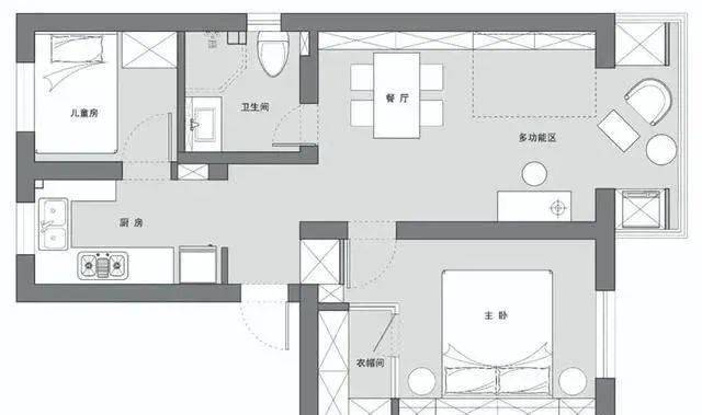 60㎡小户型塞下3张床,双卧室设计 衣帽间,每1㎡都被极限利用