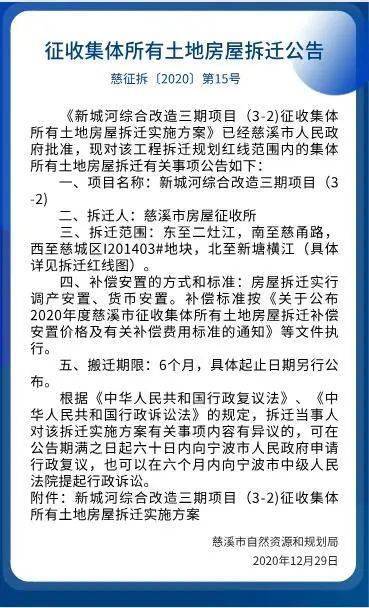 2020年12月29日 新城河综合改造三期项目(3-2) 正式公布征收集体所有