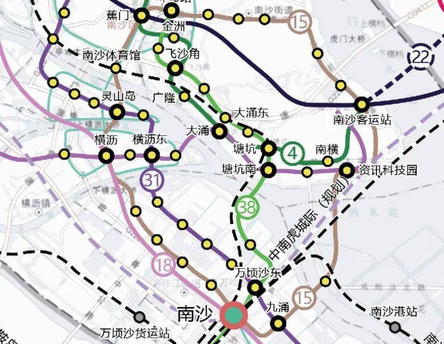 南沙轨道交通新规划,地铁18/22号线位有新走向_广州