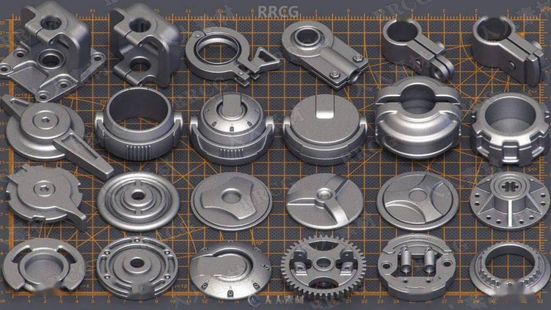 400组科幻硬表面机械零件雕刻细节3d模型合集