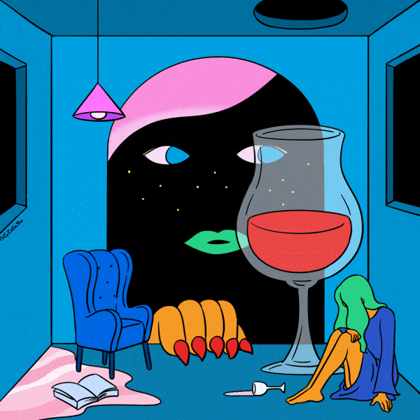 gif illustrationin the windy beachfancy (illustration zine)