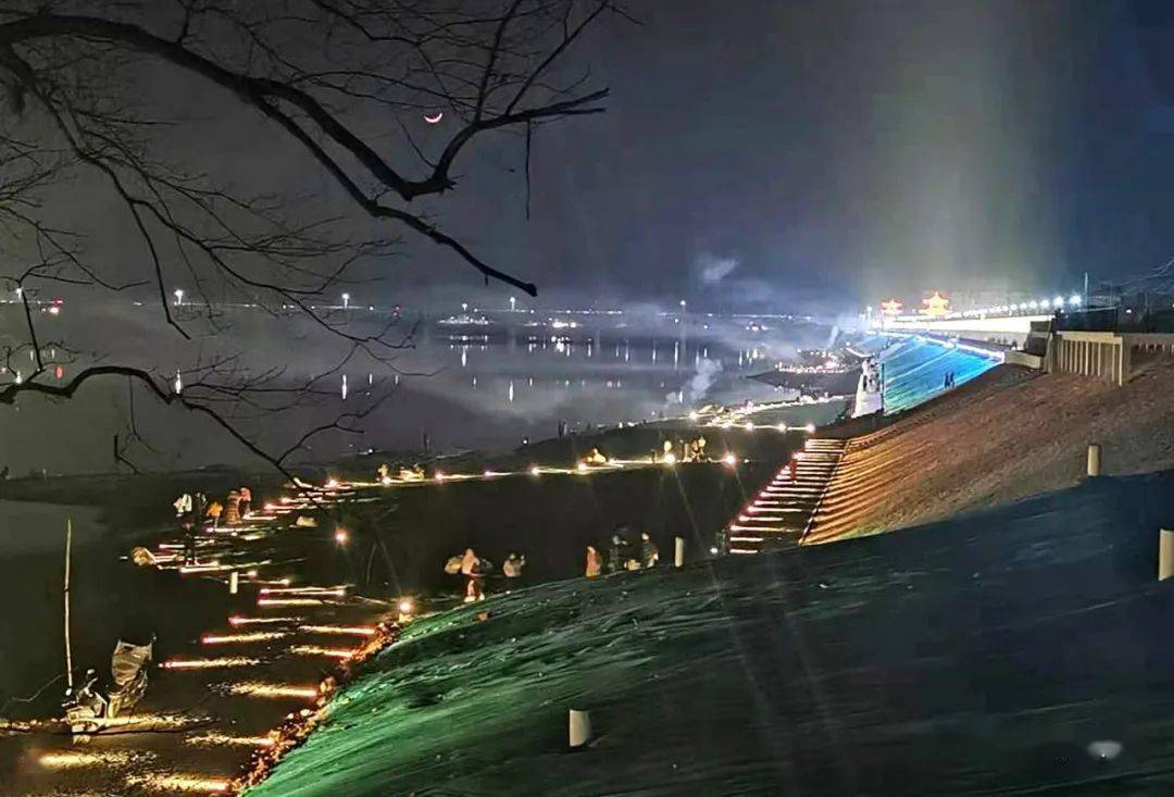 乐平乐安河和灯光的联合!让滨江公园夜景美出天际!