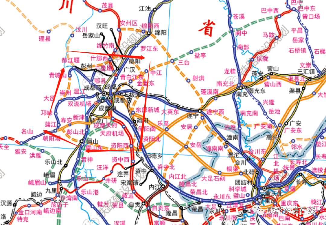 公里,其中新建正线长度约390公里,利用既有成蒲铁路,成灌铁路约60公里