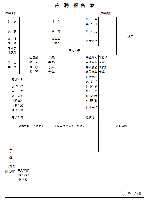 应聘报名表