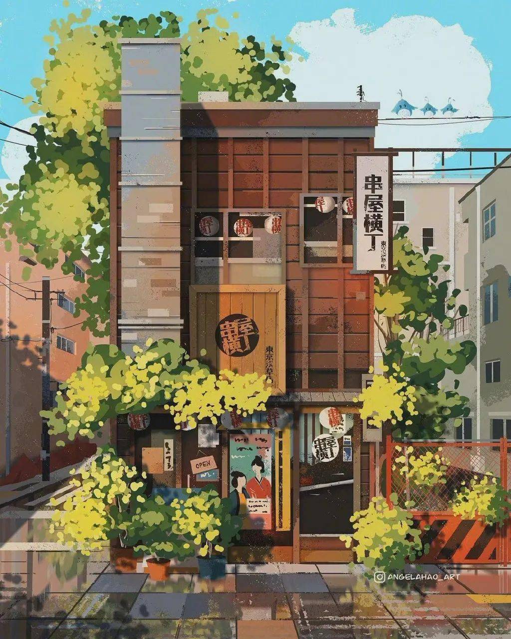 日本街头小店插画