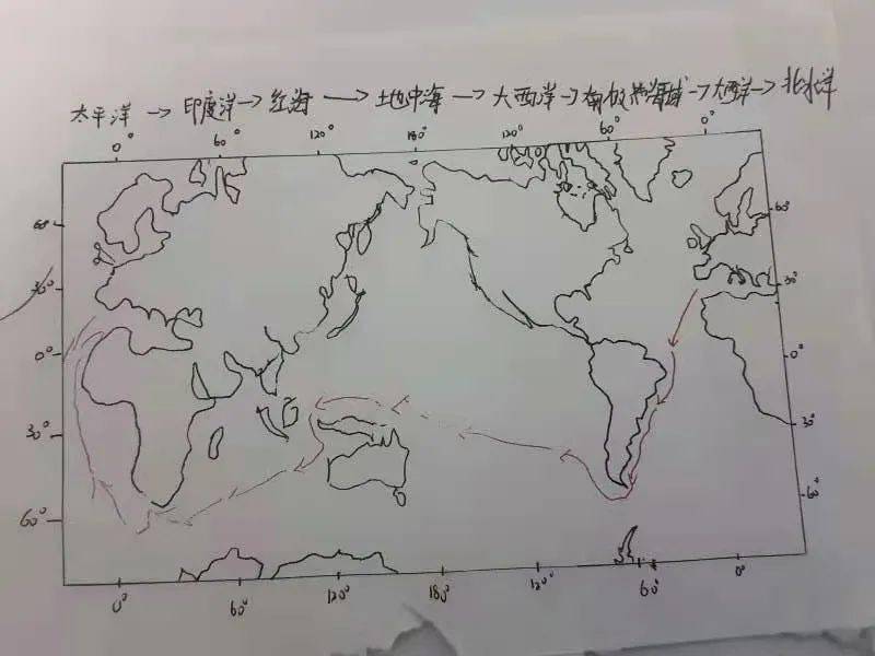 有些孩子还以思维导图的形式直截了当地表现了鹦鹉螺号航海路线,他们