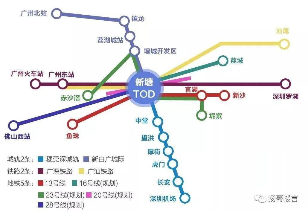 若是通往东莞,4站可以到达  新塘tod,或者直达虎门火车站接驳东莞r2线