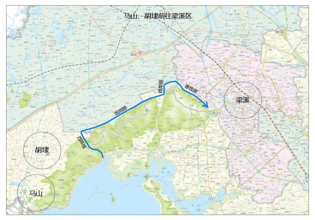 马山,胡埭前往滨湖片区,请由环太湖公路转梁溪路,梁清路,建筑