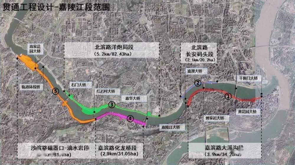 大桥段正在实施剩余收尾和绿化施工磁器口码头完成总工程量98%目前已