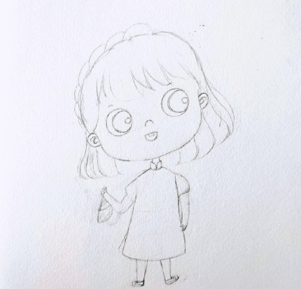 可爱的小女孩彩铅人物手绘图片,小女孩简笔画大全可爱