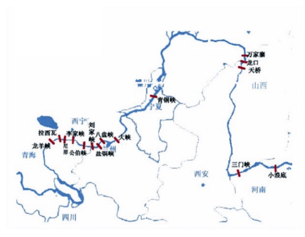 黄河流域水电站分布图