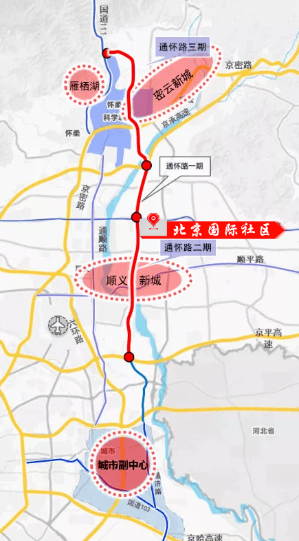 通怀路南起宋梁路北延,北至京城高速公路,是一条连接设顺义,通州的一