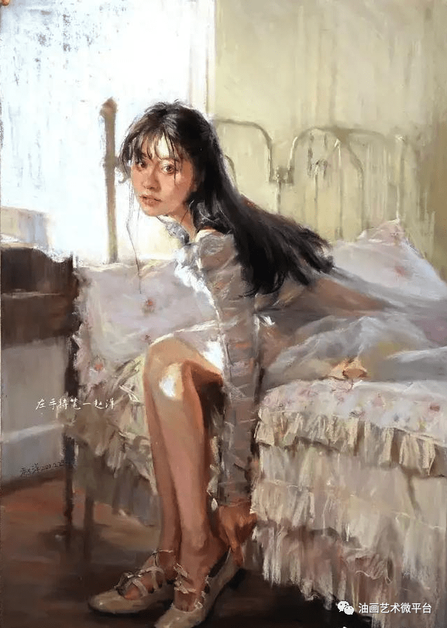 央美赵洋色粉画中的粉色少女_作品