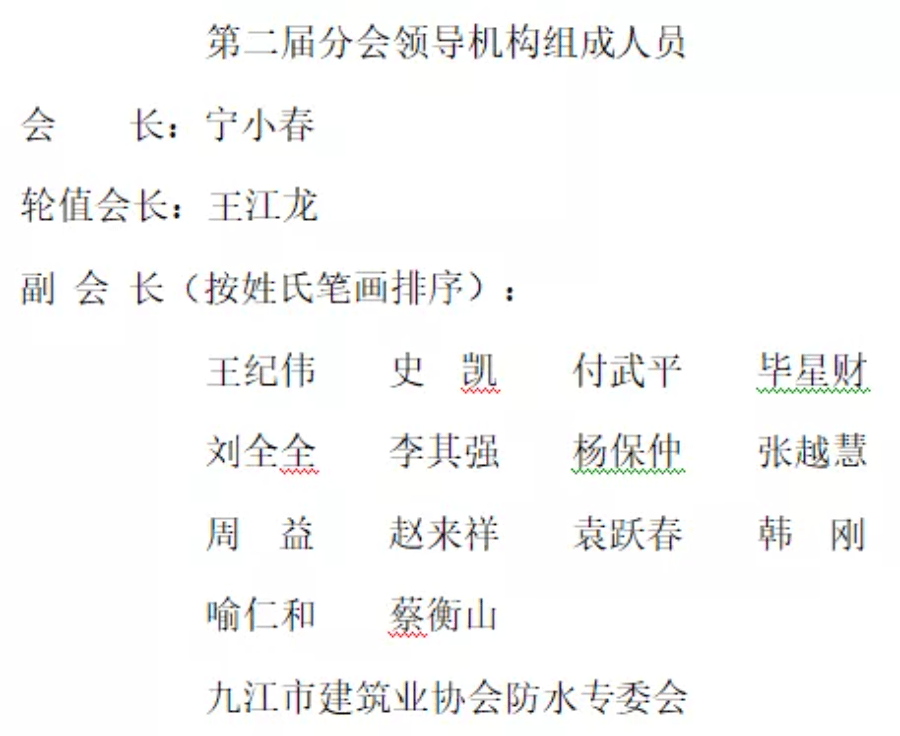 (名单见下图)江西省建筑业协会建筑防水分会监事长袁思平受监事会委托