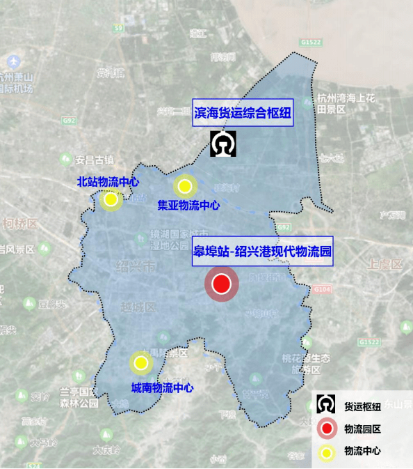 越城区货运枢纽布局规划图 城市轨道重点实施类项目  绍兴市城市轨道