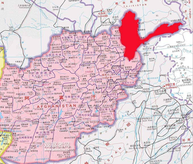 此次政府军与塔利班交火地—与塔吉克斯坦接壤的阿富汗东北部的