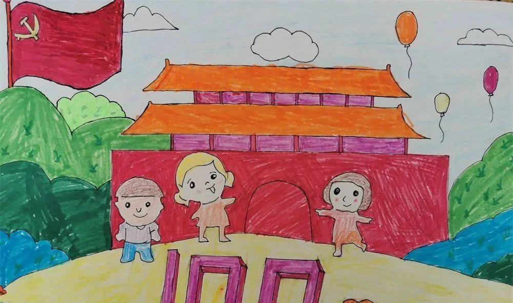 提高孩子们对美术的学习兴趣,结合中国共产党成立100周年的到来,早慧