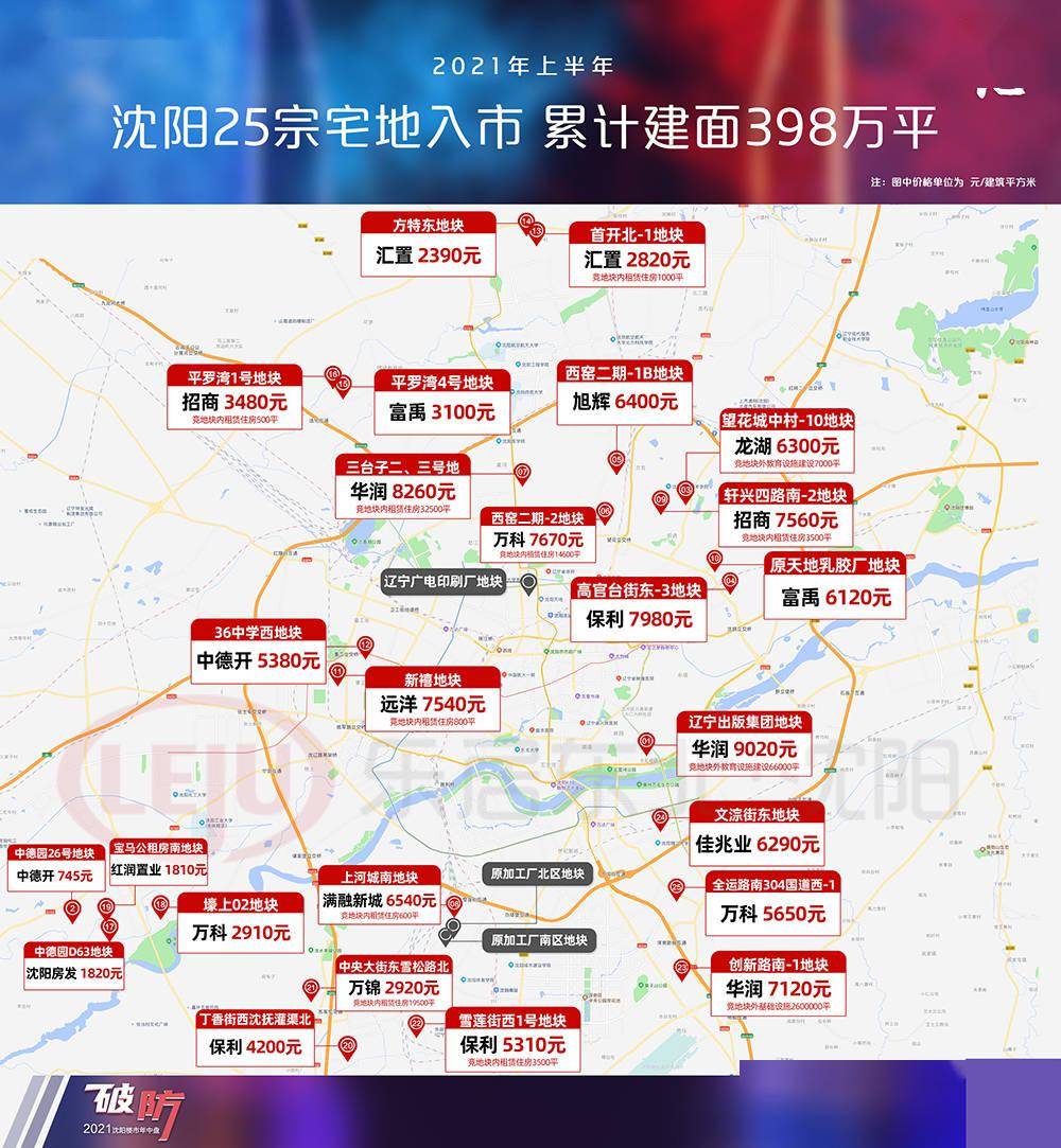 两集中下缩量23.3%的土地市场 | 2021沈阳楼市年中盘