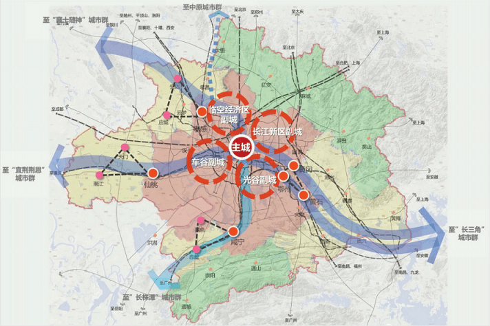 武汉城市圈空间结构示意图
