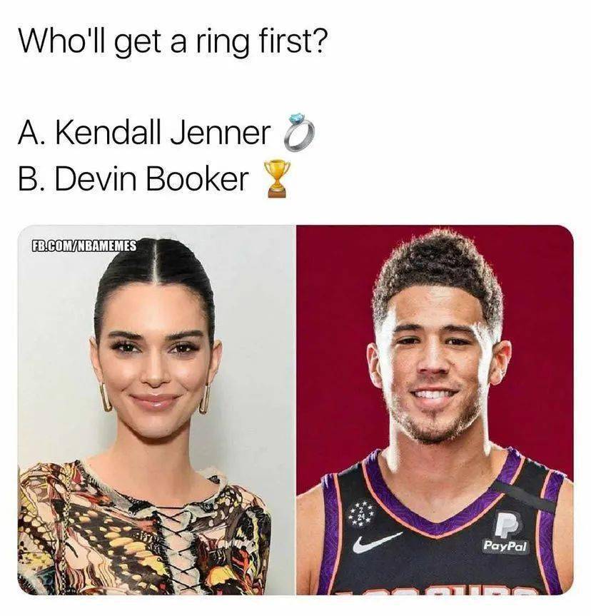 作为devin booker女友的kendall jenner,更是亲自到场为其加油.