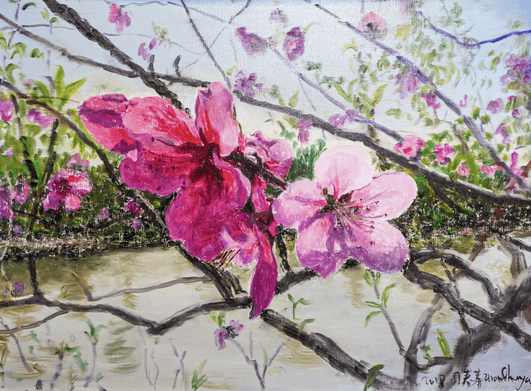 周春芽 《桃花》 布面油画  79×59cm 2018年