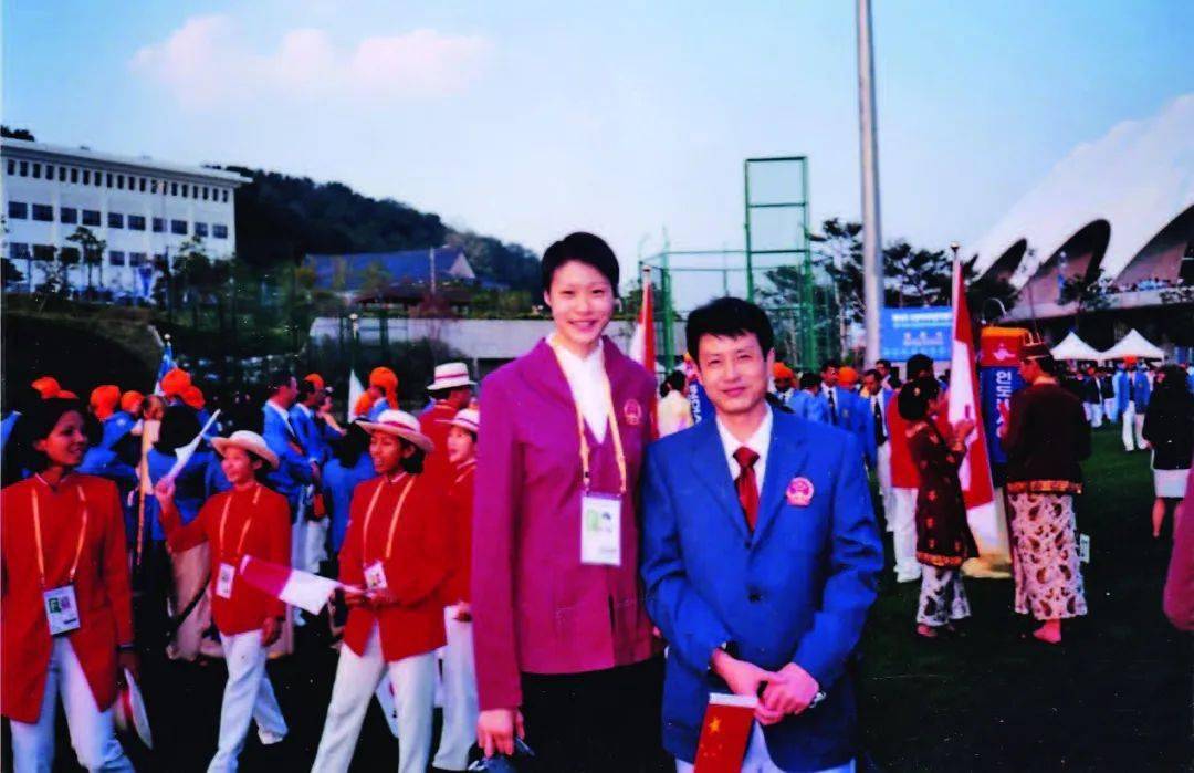 赵蕊蕊和陈忠和,摄于2002年釜山亚运会
