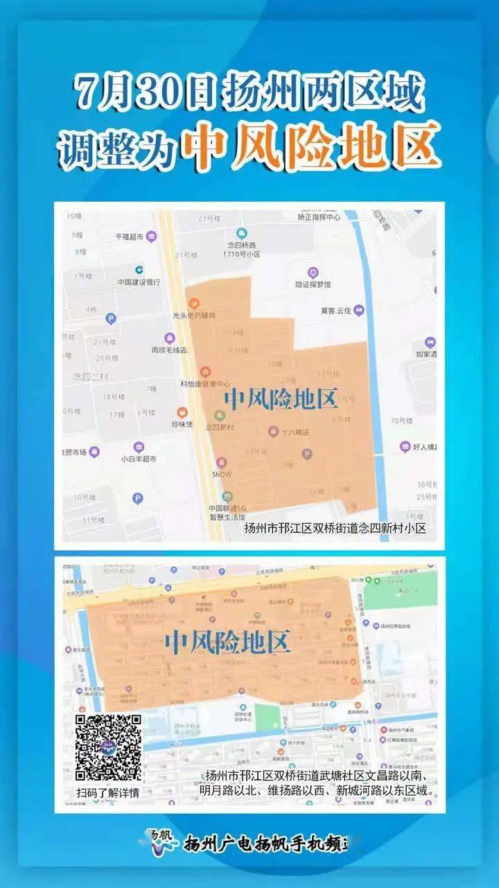 关于扬州市个别地区风险等级调整的通告(附地图)