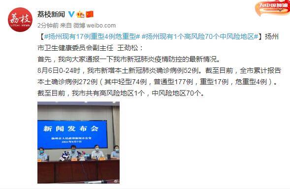病例|扬州：现有17例重型4例危重型 1个高风险70个中风险地区