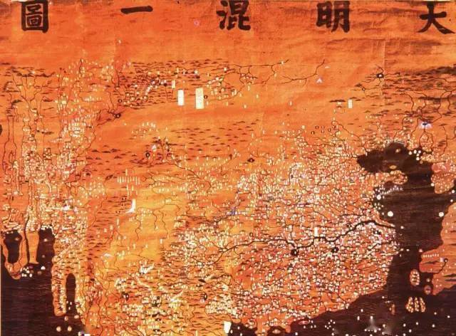 《大明混一图》(1389年)注:明朝皇帝朱元璋时朝廷专门绘制的世界地图