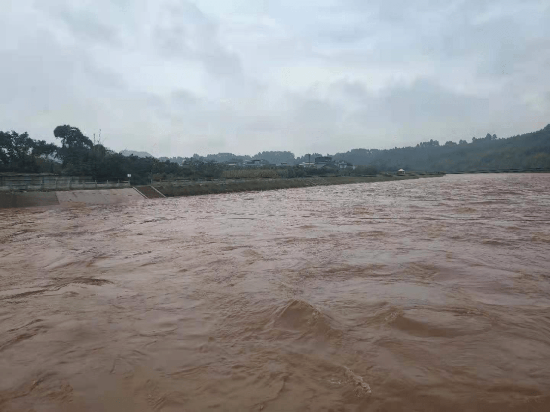 涨水的青衣江金水湾堤防灾后恢复重建工程