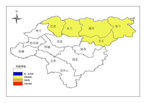 风险预警图大风蓝色预警:预计22日凌晨至夜间,木兰,通河,方正,依兰