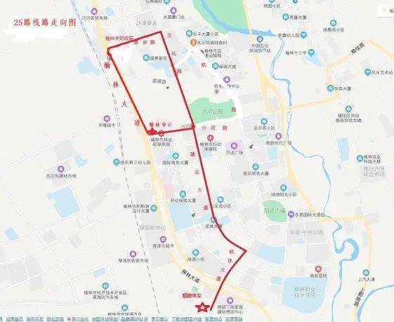 7,103路优化方案:起(终)点设在榆林农学院,途经榆林大道,康安路,建榆