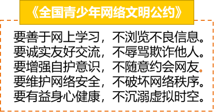 让我们一起重温《全国青少年网络文明公约》安全上网,不随意泄露姓名