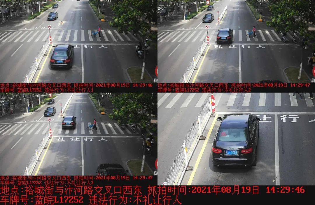 宿州交警部门曝光20辆未礼让斑马线机动车!