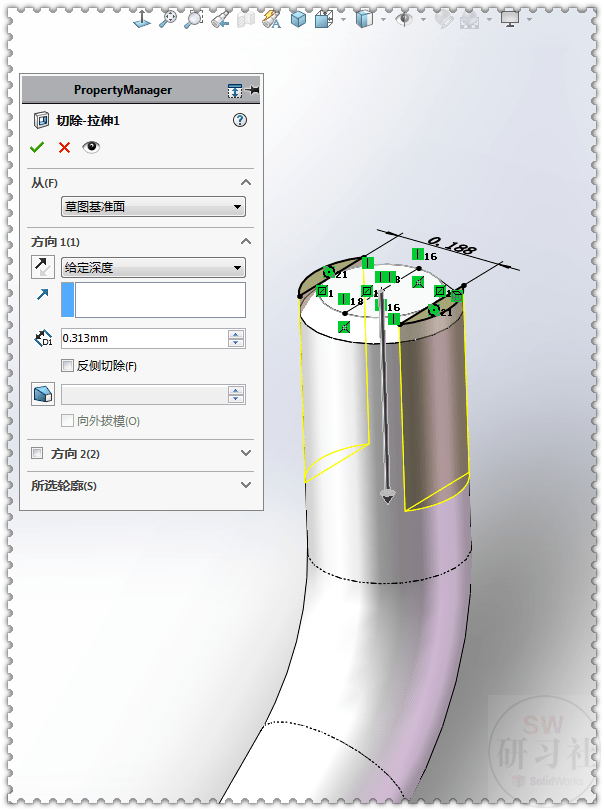 用solidworks画一根扭曲杆,此图看着简单但容易出错