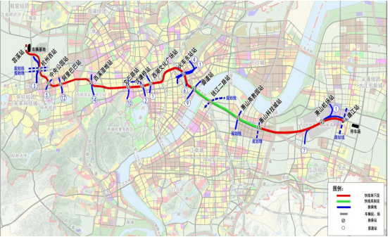 杭州地铁机场快线工程线路示意图