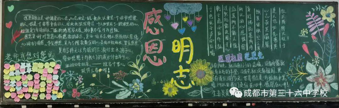 成都36中2021—2022学年度上期"感恩明志"主题黑板报评比活动