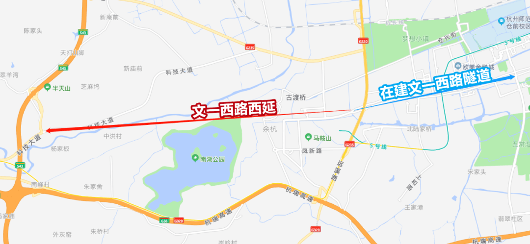 8km,采用南湖地下隧道 局部地面快速路的形式,双向6车道.