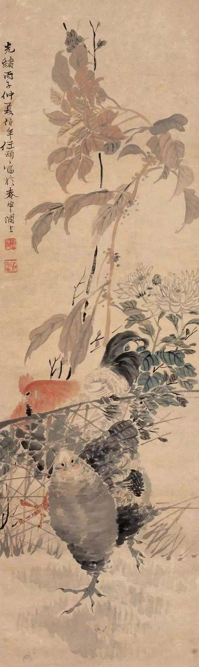 任伯年没骨法画鸡,当数第一_山阴