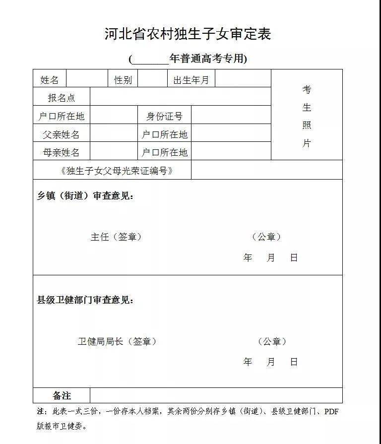 廊坊市教育考试院 2021年10月11日 附:河北省农村独生子女审定表