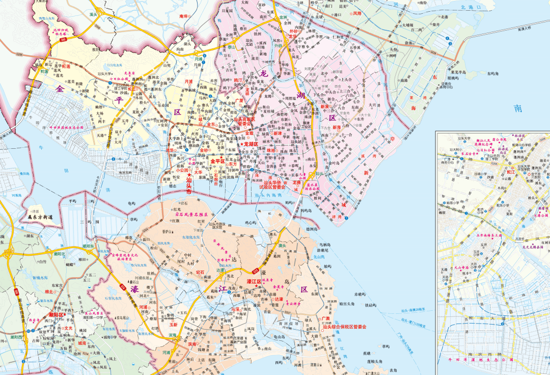汕头市最新公众版地图(2021年)电子版澄海区,潮阳区,潮南区,南澳县!
